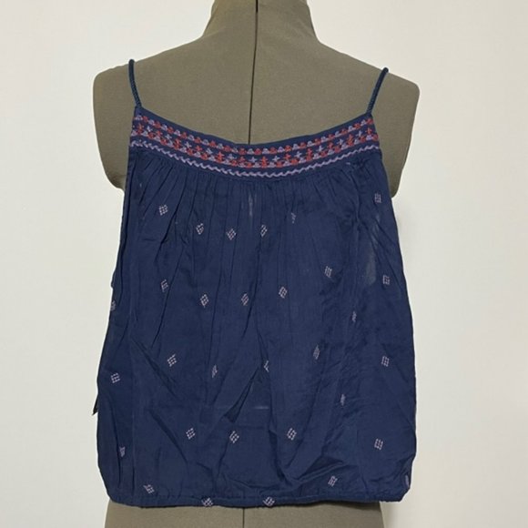 FREE PEOPLE Blue Embroidered Crop Tank NWT Size L - Picture 3 of 12